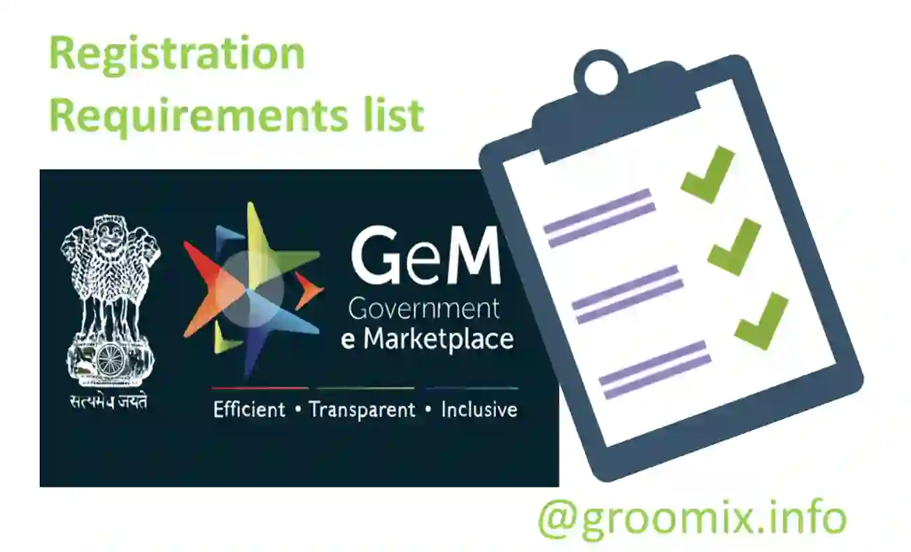 Requirements list for GEM Registration of These are the main requirements for registration in GeM (Government e-Marketing)